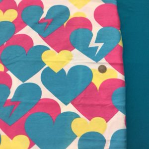 Jade/Pink/Yellow Hearts on White Cotton Jersey BUNDLE