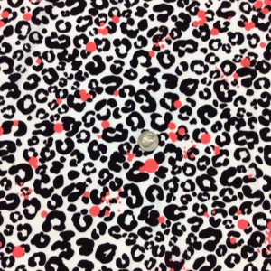 Neon Coral/Black Leopard Spots on White ITY