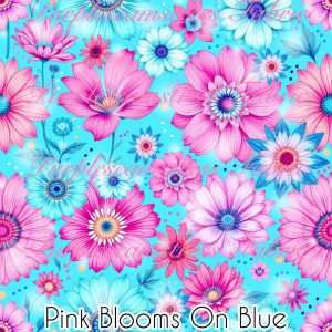 Pink Blooms on Blue