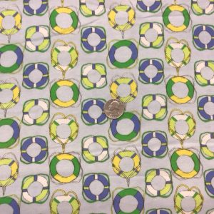 Life Preservers on Light Blue Cotton Lycra - Fabric