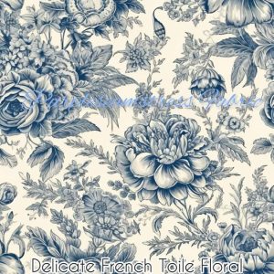 Delicate French Toile Floral - Fabric