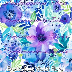 Exotic Blue Violet Floral - Fabric