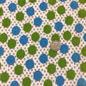 Sage/Turquoise/Grey Dots on White Cotton Jersey - C