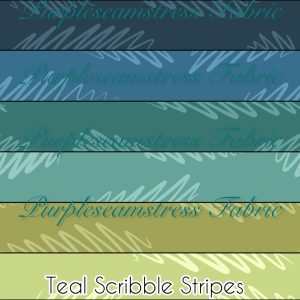 Teal Scribble Stripes - Fabric