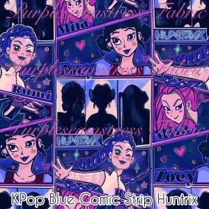KPop Blue Comic Strip Huntrix - Fabric