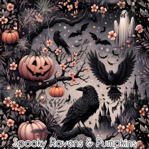 Spooky Ravens & Pumpkins - Fabric