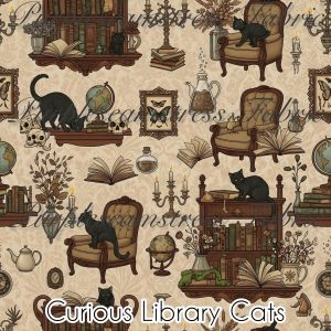 Curious Library Cats - Fabric
