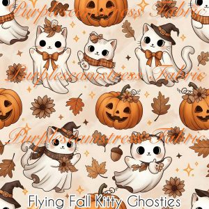 Flying Fall Kitty Ghosties - Fabric