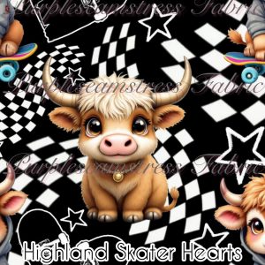 Highland Skater Hearts - Fabric