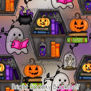 Bright Spooky Bookshelf - Fabric
