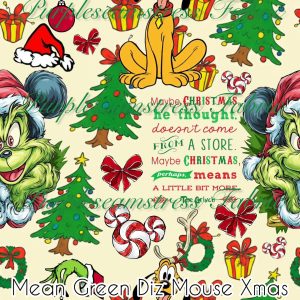 Mean Green Diz Mouse Xmas - Fabric