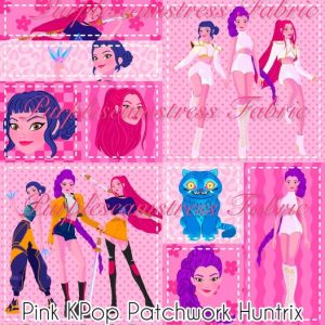 Pink Kpop Patchwork Huntrix - Fabric