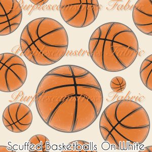 Scuffed Basketballs on White - Fabric
