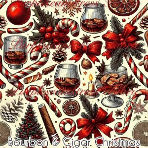 Bourbon & Cigar Christmas - Fabric