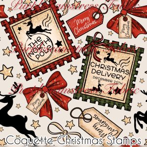 Coquette Christmas Stamps - Fabric