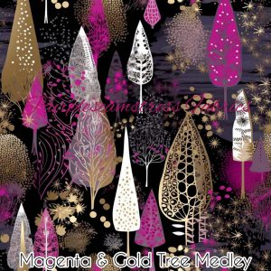 Magenta & Gold Tree Medley - Fabric
