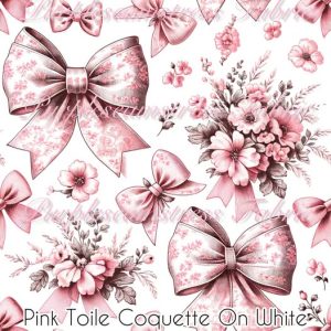 Pink Toile Coquette on White - Fabric