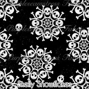 Skully Snowflakes - Fabric