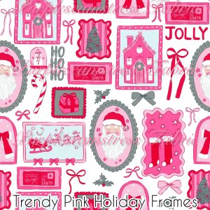 Trendy Pink Holiday Frames - Fabric