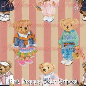 Pink Preppy Bear Stripes