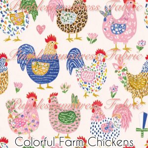 Colorful Farm Chickens - Fabric