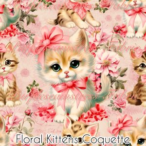 Floral Kittens Coquette - Fabric