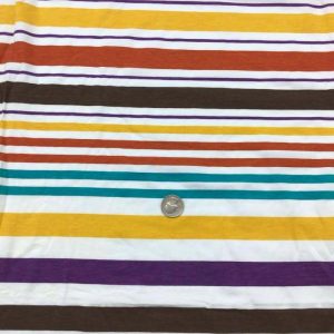 Brown/White/Jade/Mustard/Rust Stripes cotton Jersey - Fabric