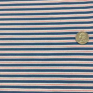 Denim Blue, Red & White Stripes - Fabric