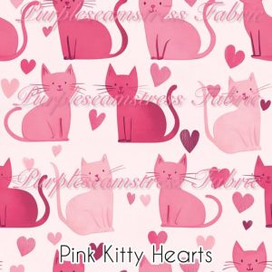 Pink Kitty Hearts - Fabric
