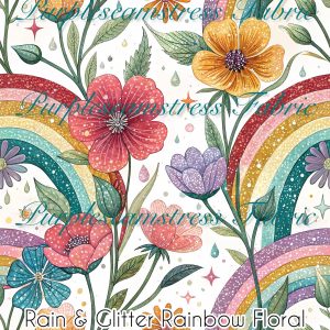 Rain & Glitter Rainbow Floral - Fabric