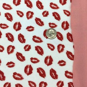 Red Lips on White Cotton Lycra Bundle - Fabric