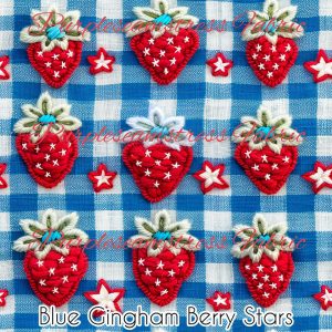 Blue Gingham Berry Stars - Fabric