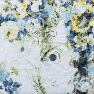 Blue & White Irises on Off White Burnout