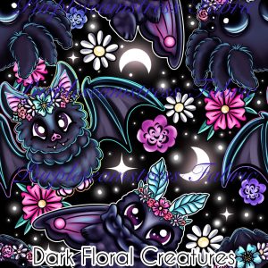 Dark Floral Creatures - Fabric