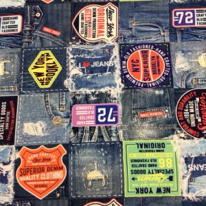 Denim Label Patchwork Double Brushed Poly - Fabric