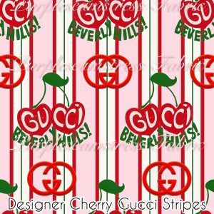 Designer Cherry Gucci Stripes - Fabric