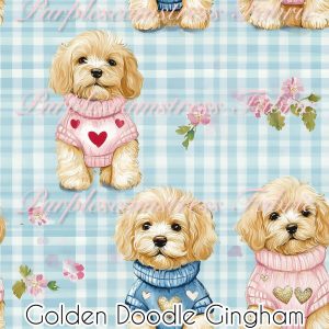 Golden Doodle Gingham - Fabric