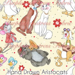 Hand Drawn Aristocats - Fabric