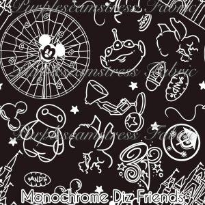 Monochrome Dis Friends - Fabric