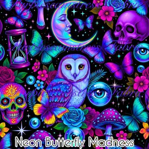 Neon Butterfly Madness - Fabric