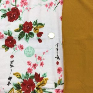 Red Asian Roses on Pale Pink BUNDLE - Fabric