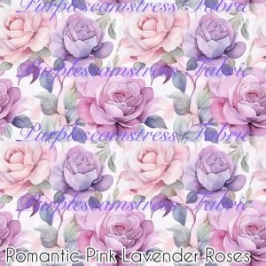 Romantic Pink Lavender Roses - Fabric