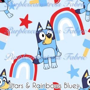Stars & Rainbow Blue Dog - Fabric