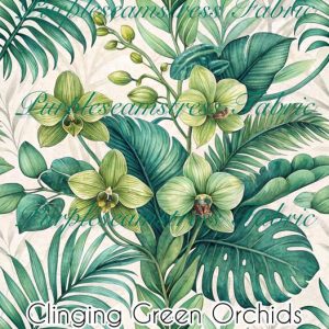 Clinging Green Orchids - Fabric