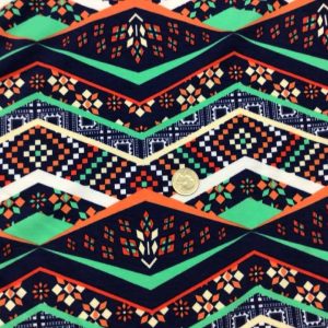 Colorful Mint/Coral/Navy Geometric Chevron Cotton Lycra