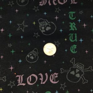 Love & Skulls on Black Baby Rib - Fabric