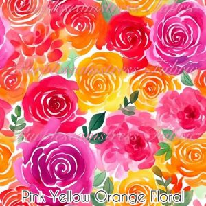 Pink Yellow Orange Floral - Fabric