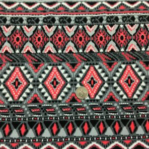 Red/Grey Geometric Ponte - Fabric