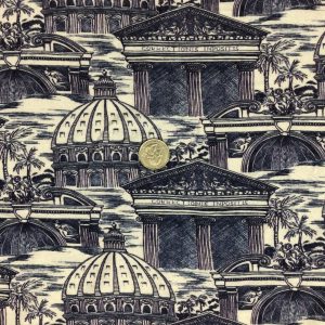 European Elegance Blue/White Toile Tencel - Fabric