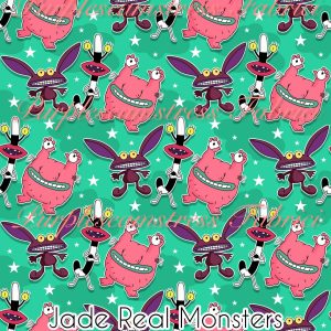 Teal Real Monsters - Fabric